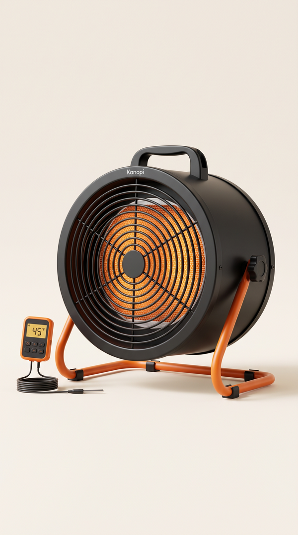 Kanopi 2000W PTC greenhouse heater with digital thermostat and probe